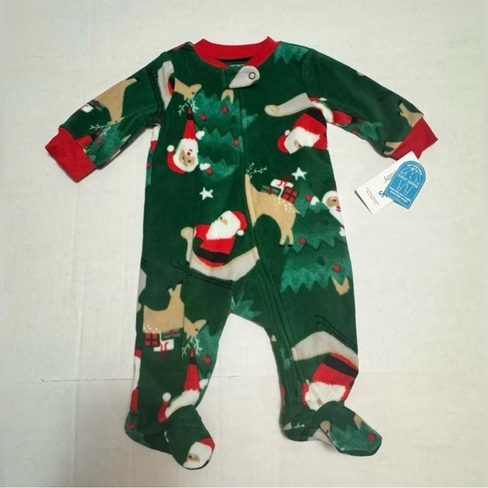 Carter's Green Santa and Reindeer Footie